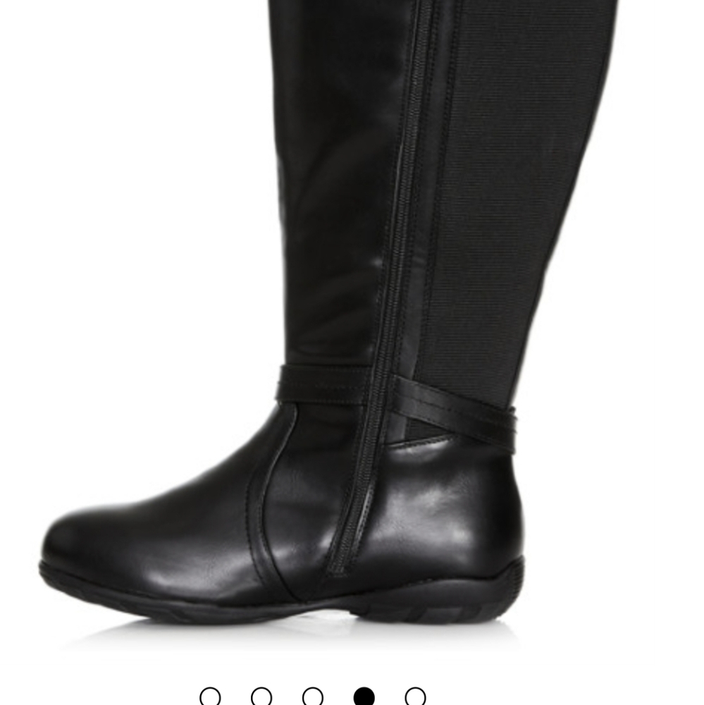 Black faux leather boot knee high size 9 wide